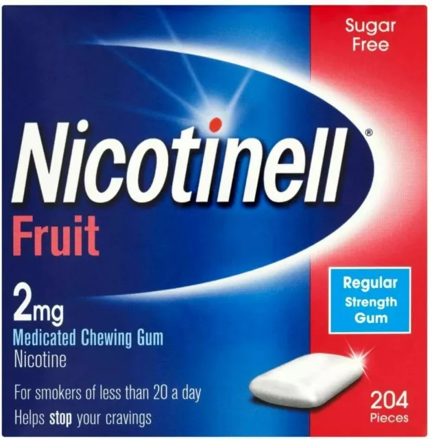 Nicotinell Nicotine Gum 2mg |Sugar Free Fruit Flavour - 204 Pieces | Expiry 2025