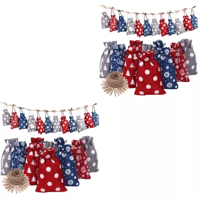 2 Sets Xmas Candy Drawstring Bag Christmas Pouches Beam Port