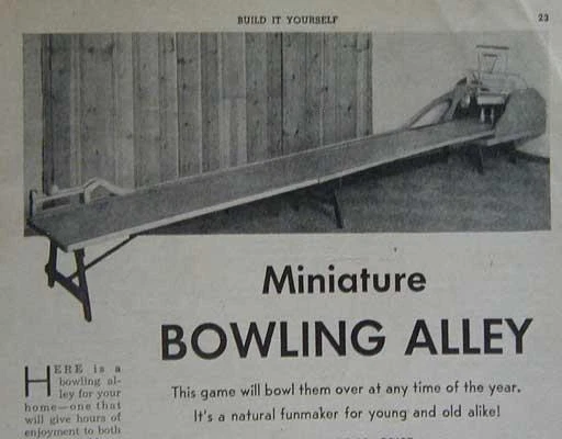 Bowling Alley 1/4 size 14' Long 1947 How-To build PLANS