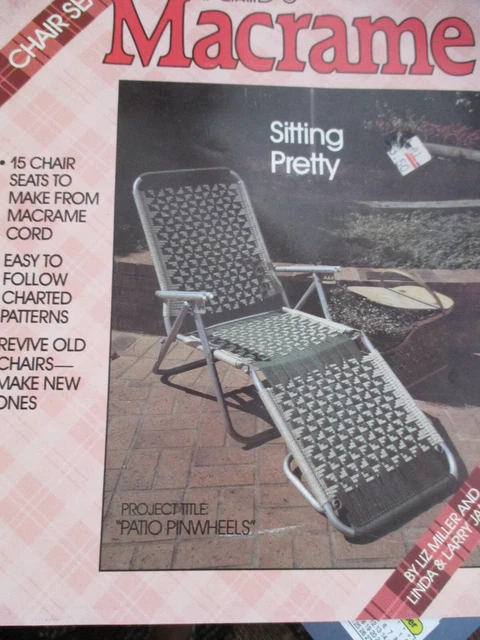 1986 a cuadros sentada bonita silla de césped patrones revista artesanal