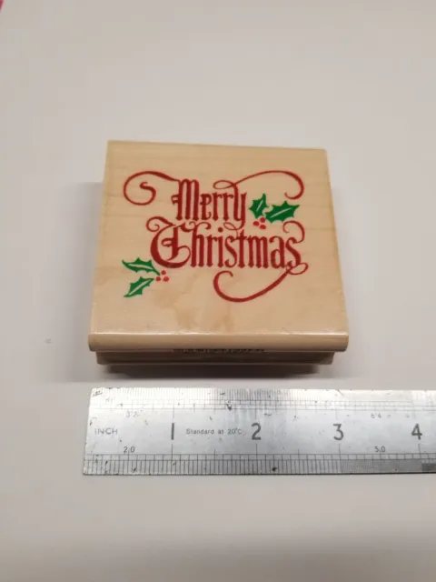 Merry Christmas Wooden Rubber Stamp for Craft Card Making