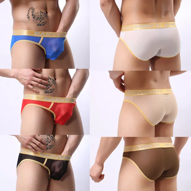 US Mens Shorts See Through Boxer Briefs Sheer Mesh Loose Lounge Underwear  Shorts