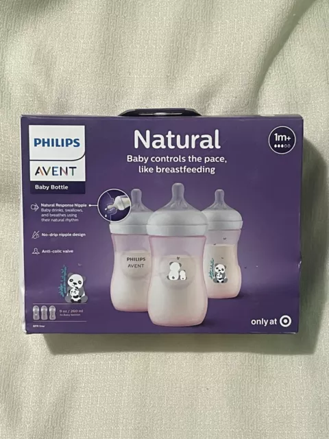 Philips Avent Natural Baby Bottle with Natural Response Nipple-Pink Panda Design