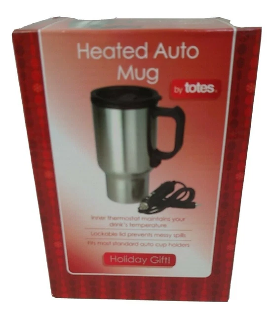 Totes Heated Auto Mug 16oz Insulated Stainless Steel 12V DC Power Adapter in box 2
