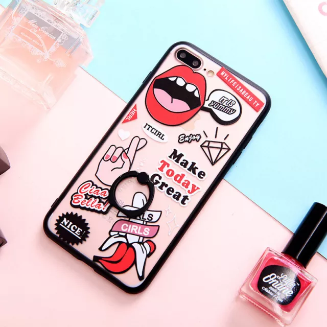 Cute Personality Lip Slim Phone Case For iPhone 7 8 Plus Cover Kid Boy Girl Gift