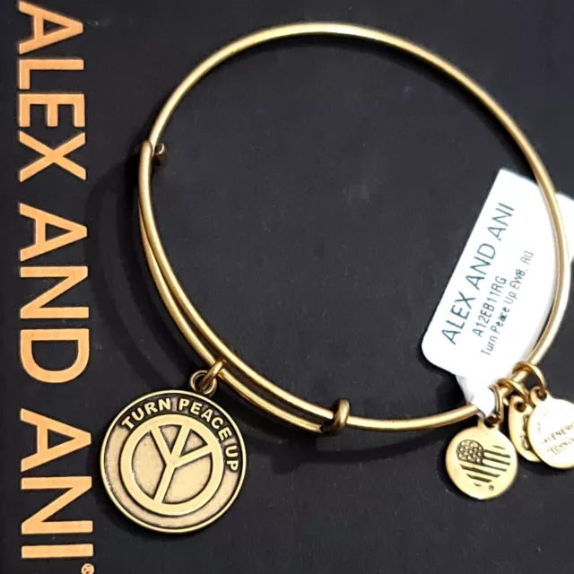 NEW NWT Alex And Ani Turn Peace Up Charm Bracelet