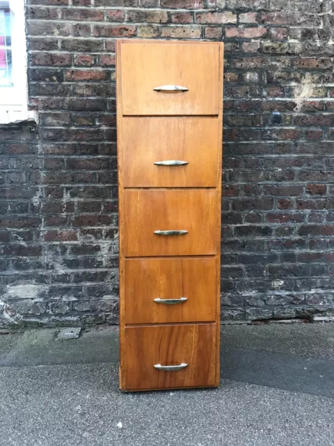 Vintage Golden Oak 1960s Filing Cabinet