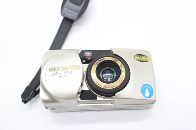 F Vintage Olympus [mju:] Zoom 115 Deluxe Point & Shoot Film Camera W/ 38-115mm