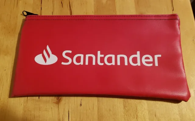 NEW Santander Bank Cash Coin Money Deposit Bag Pouch with Zipper Safe Organizer