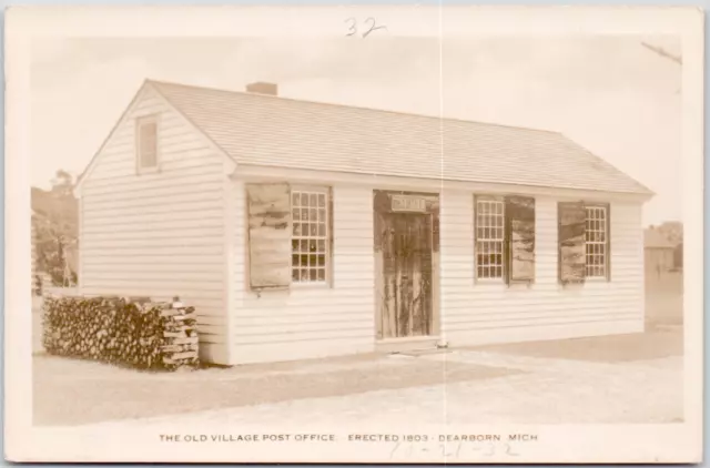 RPPC Dearborn Michigan Old Village Post Office Real Photo USA Vintage Postcard
