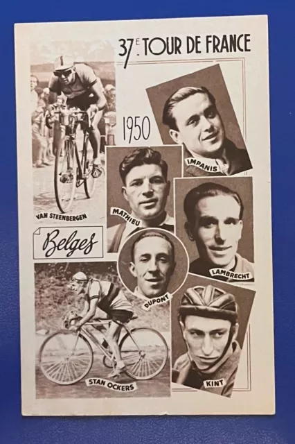 Tour De France 1950 Carte Postale Originale Coureurs De Belgique Van Steenbergen