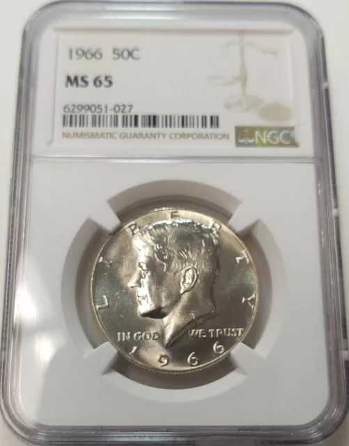 1966 Kennedy 50C Half Dollar Ngc Ms65 #6299051-027