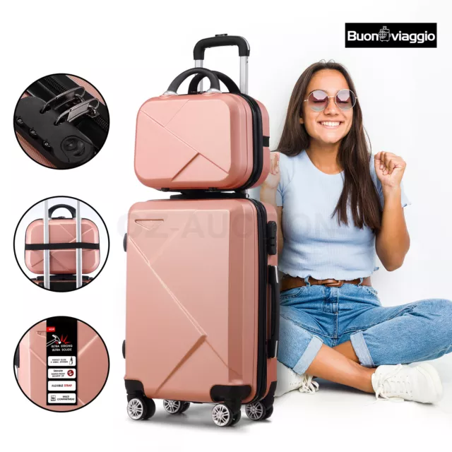 2PCS Luggage Suitcase Trolley Carry On Hard Shell Case Travel Stoage Bag Wheels