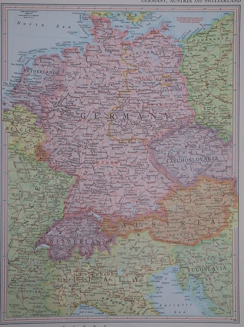 Vintage 1967 Rand McNally Atlas Map ~ EASTERN & WESTERN GERMANY