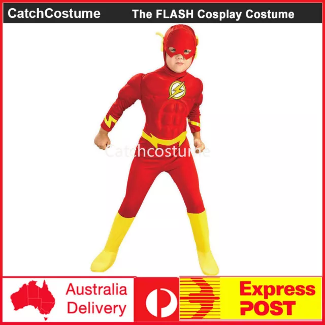 The Flash Kids Costume Justice League Superhero Boys Book Week Cosplay Outfits