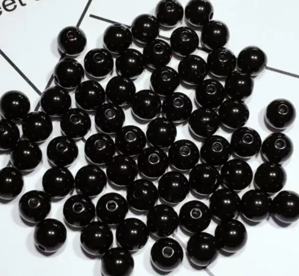 100 X 6mm BLACK ROUND BALL ACRYLIC SPACER BEADS JEWELERY MAKING BRACELETS CRAFT