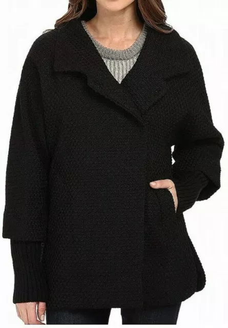 Calvin Klein Black Basket Weave Textured Coat Women's Size 8     K1009