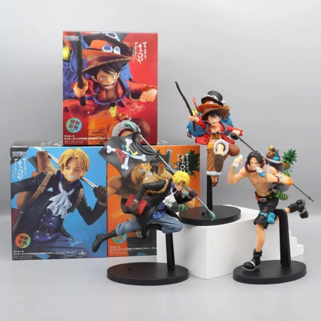 One Piece Monkey D Luffy Portgas D Ace Sabo Mania  Anime Figures 3 piece set