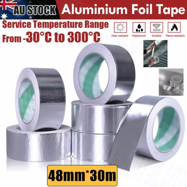 48mm Aluminium Foil Adhesive Sealing Tape Heating Duct Silver Repairs Reinforced