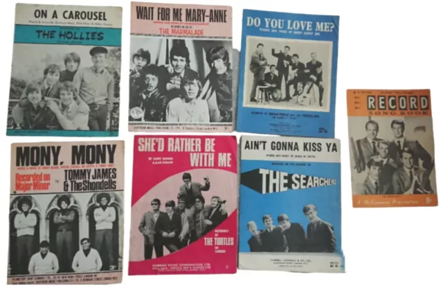 FAB Job Lot  7 60'S SHEET MUSIC BOOKLETS inc Beach Boys Marmalade Turtles etc 