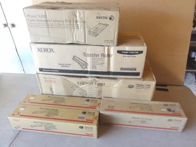 NEW 6x Xerox Toners, Fuser, Roller For Phaser 7750/7760/6280. Genuine. See Pic.