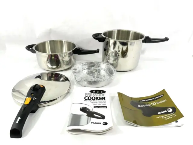Fagor Duo 4 And 7 L Five Piece Pressure Cooker With Manual and Recipes