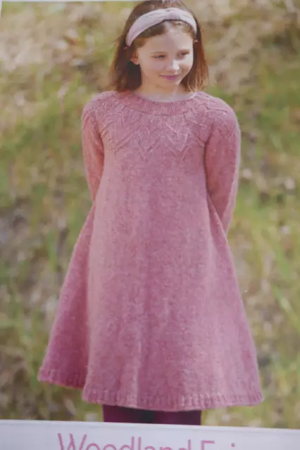 Knitting Pattern For Girl's  Very Pretty D.K.Dress-Sizes  to fit 3-12 years