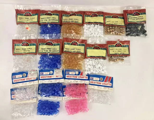 Mixed Lot of 18 Packs Vintage Darice & Westrim Crafts Pony Beads Multi Color