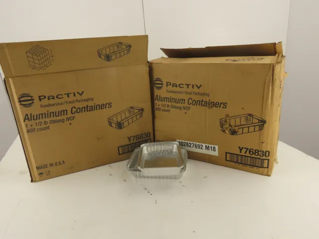 Pactiv Y76830 Oblong Aluminum Takeout Container 1.5 lb.  650 Trays