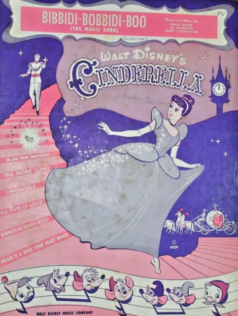&amp;CINDERELLA&amp; SHEET MUSIC Cover Art 1949 Walt Disney Cinderella Piano ...