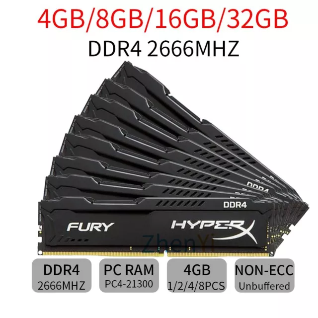 32Go 16Go 8Go 4Go DDR4 2666 MHz PC4-21300 288Pin Bureau RAM Pour HyperX Fury FR
