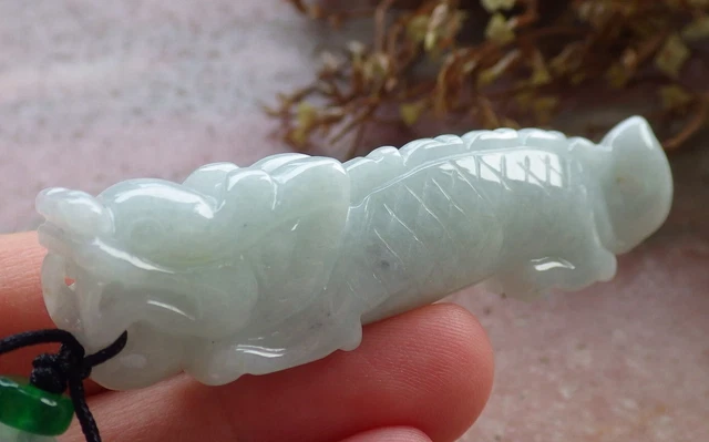 Certified Green 100% Burma Natural A Jade jadeite pendant Dragon 龙 851573