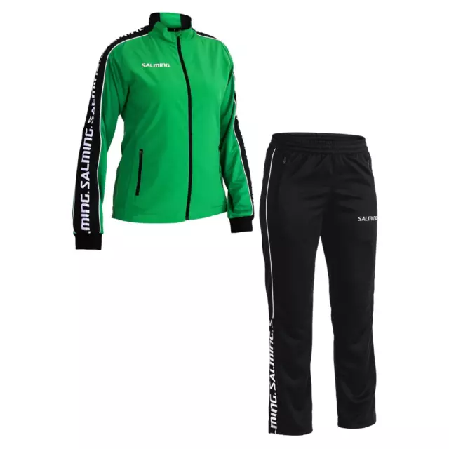 Salming Delta Trainingsanzug Jogginganzug Tracksuit Jacke + Hose grün/schwarz