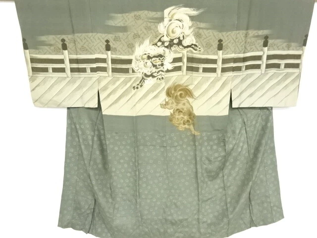 42130# Japanese Kimono / Antique Mens Juban / Lion