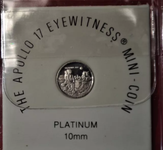 Platinum 1972 Apollo 17 Eyewitness Mini-Coin with COA, 1.3 Grams Platinum