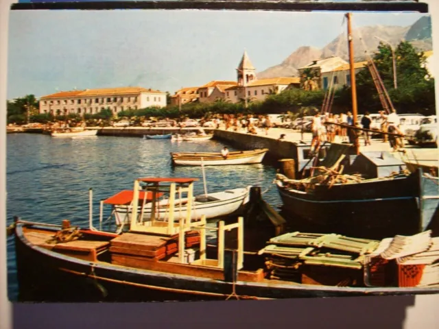 Postkarte Jugoslawien, Kroatien, Makarska, obala, Hafen, Boote