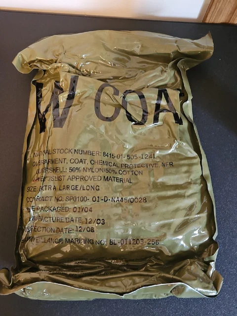 NEW Military Chemical Protective Overgarment W Coat Extra Large/Long