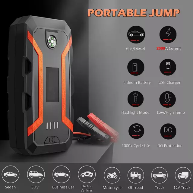 32000mAh Car Jump Starter Pack Booster Battery Charger Emergency Power Bank 3