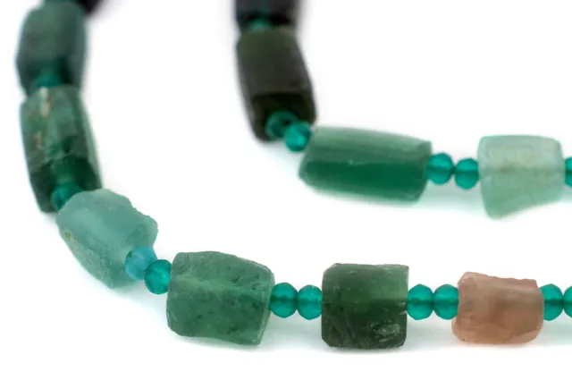 Rectangular Ancient Roman Glass Beads Dark 11mm Afghanistan Green Rectangle