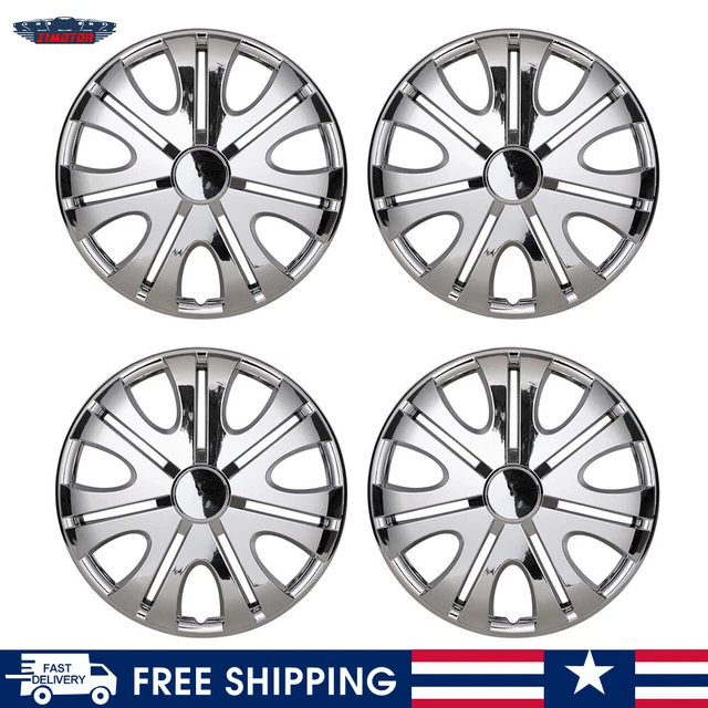 Set Of 4 Hubcaps - 14 Inch Snap-On Full Wheel Covers Fit Most 4 Or 5 Lug Steel Rims