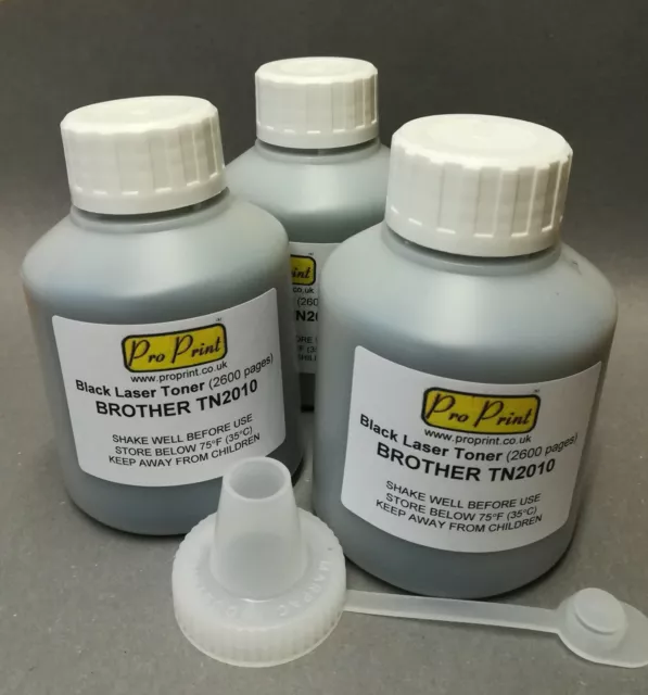 Toner Refill  for Brother TN2010 3 Bottle Multi-pack. DCP-7055/DCP-7055W/HL-2130