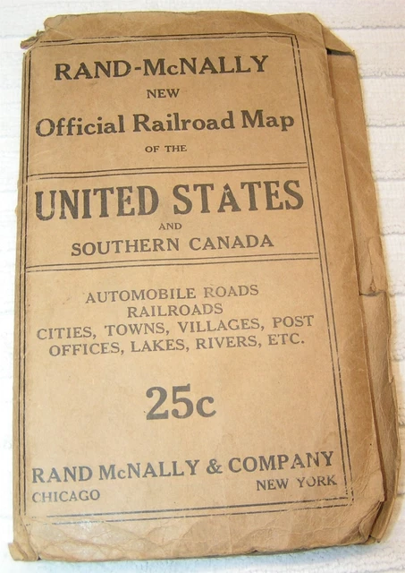 ORIGINAL VINTAGE RAND McNally Official - Original Vintage Rand McNally Official Railroad Map Of.webp