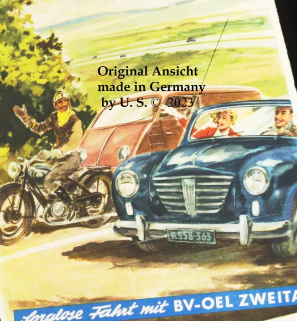 Verkehr der 50er: "BV Oel 2-TAKT" Original Reklame PROSPEKT "ARAL" 1952 signiert