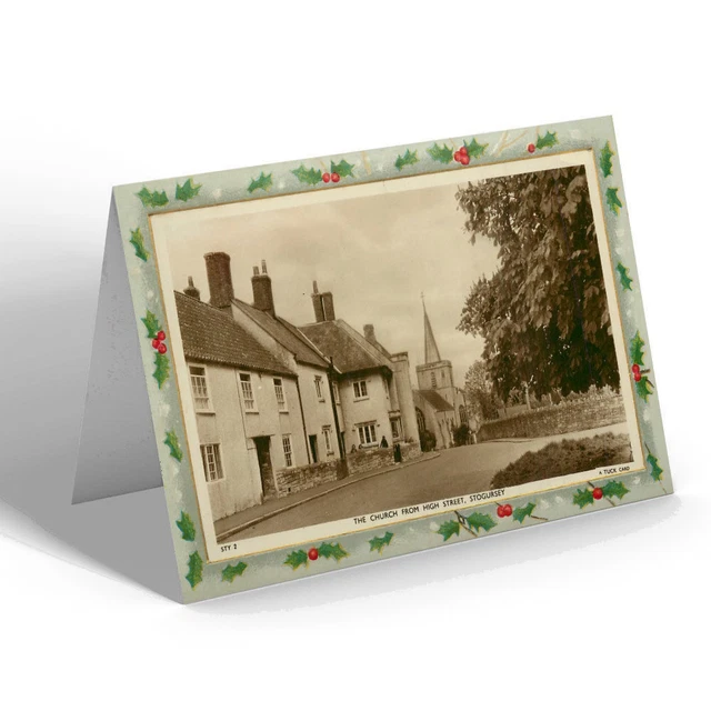 CARTOLINA DI NATALE Vintage Somerset - La chiesa da High Street, Stogursey