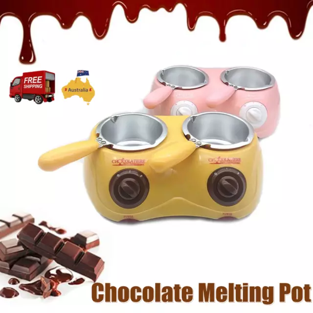 Electric Chocolate Melting Pot Cheese Fondue Pot Double Furance DIY Dessert Tool