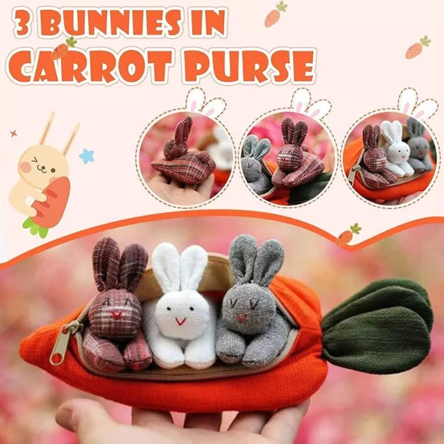 EASTER BUNNY GIFT Three Rabbits Carrot Wallets Carrot Coin Purse Fun  Ornaments $17.11 - PicClick AU