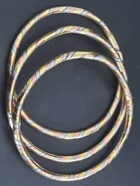 Lot De 3 Bracelets Rigides Argentés - Type Semainier - Occasion Parfait état
