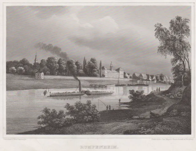Offenbach Rumpenheim Original Grabado de Acero Mayer 1847