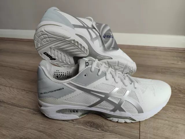 ASICS Gel- Solution Speed 3,   Men's UK Size 11, White/Silver