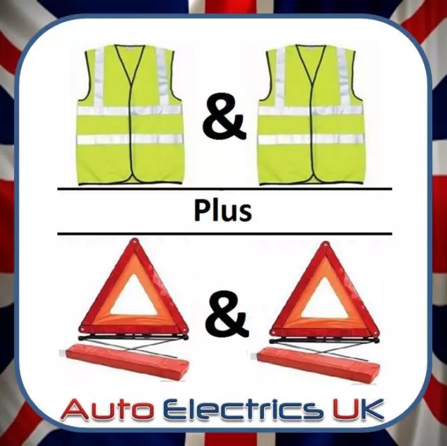 2 X High Visibility Vest & Warning Sign Triangle European Road Hazard Safety KIT